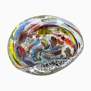 Posacenere in vetro di Murano Silver Flakes attribuito a Dino Martens, Italia, anni '60