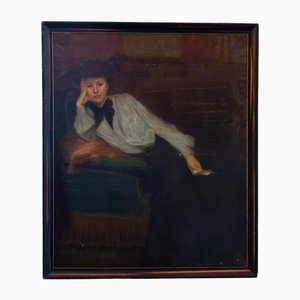 L. Besnard, Pensive Woman, 19th Century, Oil on Canvas, Framed