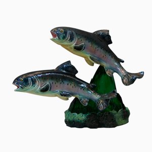 Ceramic Trout Lamp by S. R. Bonome, 1950s