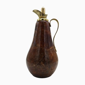 Goatskin and Brass Thermos Carafe by Aldo Tura for Macabo, Italy, 1960s