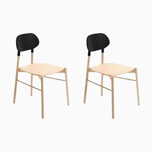 Set of Black Bokken Chairs in Natural Beech by Colé Italia