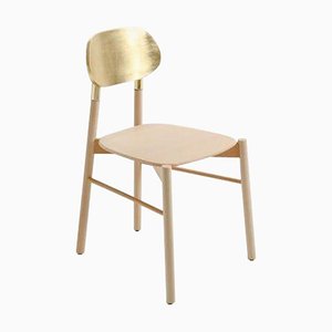 Bokken Chair in Natural Beech with Gold Lacquered Back by Colé Italia