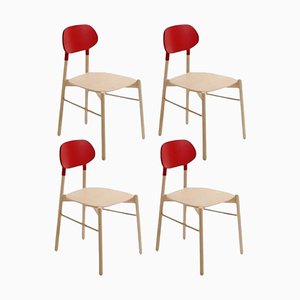 Red Bokken Chairs in Natural Beech by Colé Italia, Set of 4