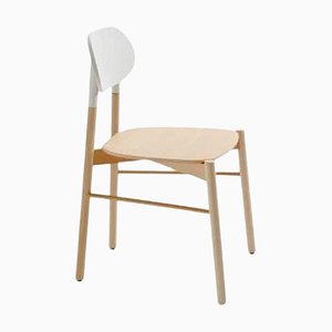 Bokken Chair in Natural Beech with White Lacquered Back by Colé Italia