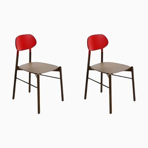 Rote Bokken Stühle mit Gestell aus Buchenholz von Colé Italia, 2er Set