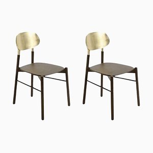 Set of Gold Leaf Bokken Chairs in Beech Structure by Colé Italia