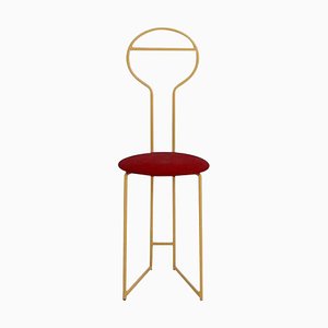 Joly Chairdrobe in Gold with High Back and Rosso Velvet by Colé Italia