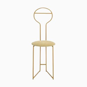 Joly Chairdrobe in Gold with High Back and Avorio Velvet by Colé Italia
