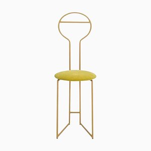 Joly Chairdrobe in Gold with High Back and Chartreuse Velvet by Colé Italia