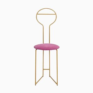 Joly Chairdrobe in Gold with High Back and Malva Velvet by Colé Italia