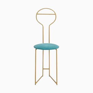 Joly Chairdrobe in Gold with High Back and Tiffany Velvet by Colé Italia