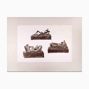 Henry Moore, Tres figuras reclinadas, Litografía, 1976