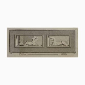 Giovanni Morghen, Ancient Roman Fresco Herculaneum, Etching, 18th Century