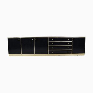 Large Brass and Lacquer Sideboard, 1970s