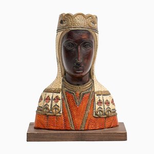 Estatua de madera de la Virgen de Montserrat Mid-Century