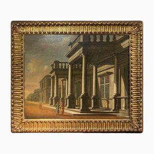 Artista neoclassico, Oggetto architettonico con figure, Olio su tela, In cornice