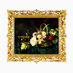 Andreotti, Flowers, 1883, Oil on Canvas, Framed