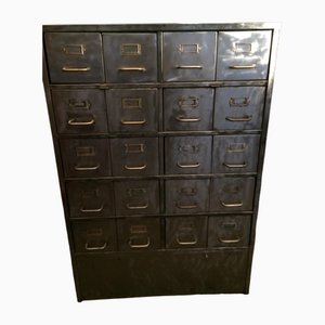 Vintage Industrial Metal Cabinet with 20 Drawers
