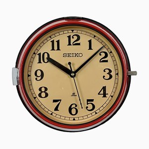 Reloj de pared Seiko vintage rojo, años 70