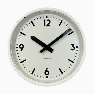 Industrial Austrian White Factory Wall Clock from Schauer, 1960s