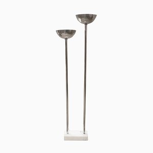 Vintage Chrome and Marble Floor Lamp, 1980s
