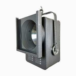 Vintage Grey Theatre Spotlight with Glass Cover, 1980s