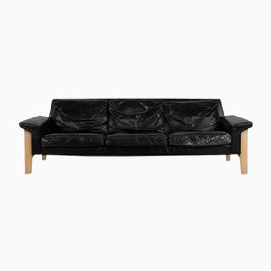 Mid-Century Scandinavian Modern Black Leather 3-Seater Sofa by Lennart Bender for Ulferts Tibro, 1960s
