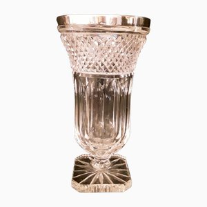 Vintage German Crystal Glass and Sterling Silver Vase from Brothers Kühn, 1970s