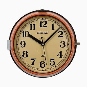 Vintage Orange Navy Wall Clock from Seiko, 1970s