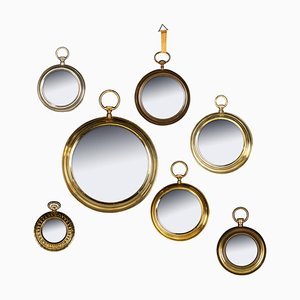 Pocket Watch Shaped Mirrors, 1950s, Set of 7