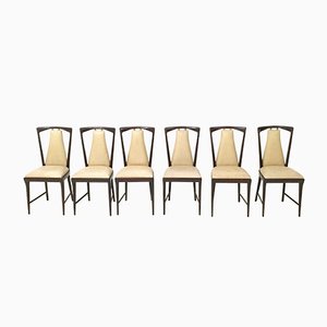 Mahogany & Skai Dining Chairs by Osvaldo Borsani, 1950s, Set of 6