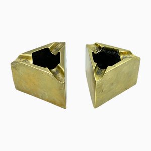 Modern Triangle Ashtrays in Brass, Set of 2