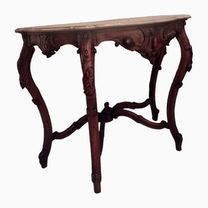 Vintage Console Table in Carved Walnut, Italy, Late 19th Century