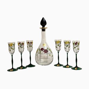Crystal Decanter and Glasses from Theresienthal Bavaria Meisterglässer, Germany, 1970s, Set of 7