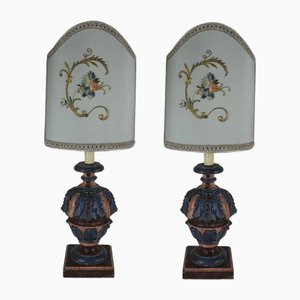 Table Lamps with Antique Embroidery, 1970s, Set of 2