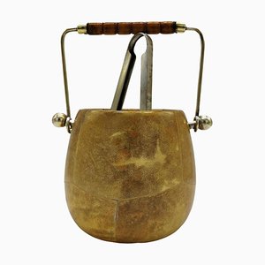 Goatskin and Brass Ice Bucket by Aldo Tura for Macabo, Italy, 1950s