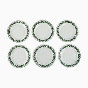Platos de vid Meissen de porcelana en verde Ivy, años 40. Juego de 6