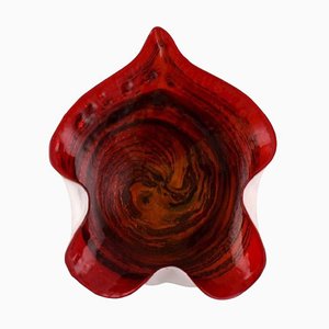 Large Mouth-Blown Art Glass Leaf-Shaped Murano Bowl with Wavy Edges, 1960s