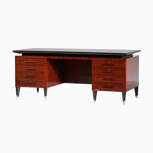 Large Italian G725 Desk in Wood and Glass by Vittorio Dassi, 1960s