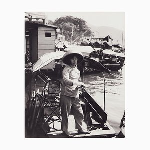 Hanna Seidel, Hong Kong Woman, Sampan, Black and White Photograph, 1960s