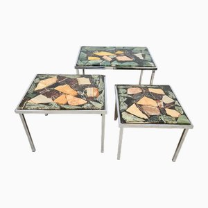 Vintage Onyx & Expoxy Marble Nesting Tables, 1960s, Set of 3