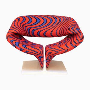 F582 Ribbon Chair by Pierre Paulin and Jack Lenor Larsen Fabrics for Artifort, 1970s