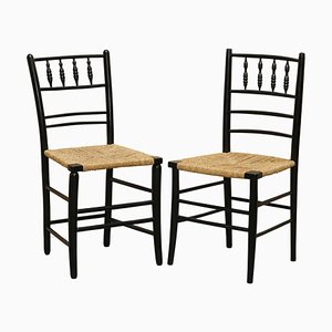 Antique Ebonised Side Chairs, Set of 2
