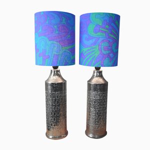 Glasierte Keramik Tischlampen von Bitossi für Bergboms, 1965, 2er Set