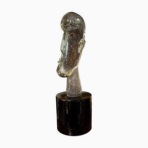 20th Century Sculptural Murano Glass Face on Bronze Base
