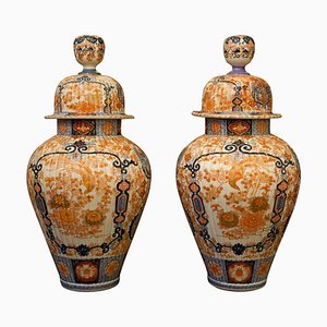 19th Century Japanese Imari Lidded Ginger Jars, Set of 2