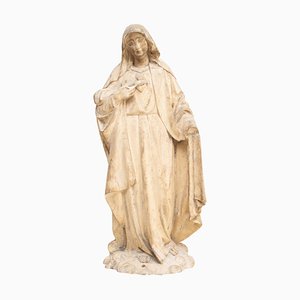 Large Traditional Plaster Virgin Sculptural Figure, 1930s