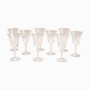 Glass Wine Cups, 1970s, Set of 9