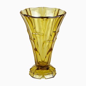 Art Deco Amber Colored Glass Vase, Austria, 1920s