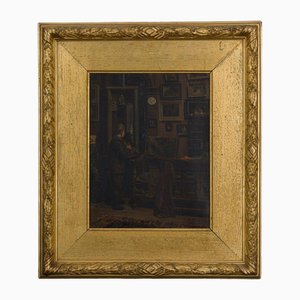 HW Cavatty, Young Child in Front of Portrait, 1800s, Oil on Canvas, Framed